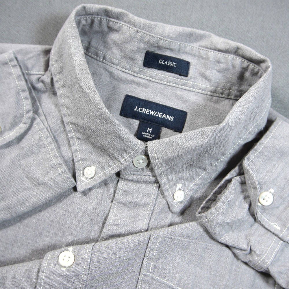 J.Crew M Men Shirt Chambray Gray Office Work Coastal Preppy Essential Academia